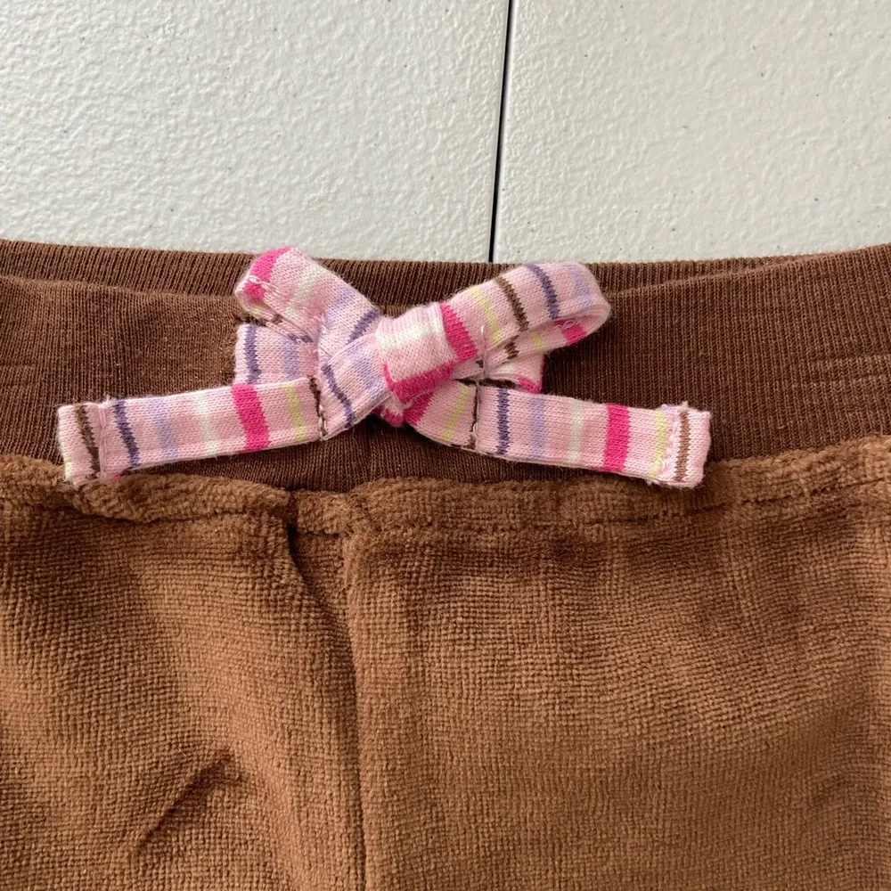 NEW Disney baby‎ girl’s brown soft fuzzy elastic waist pants bow 3-6 months